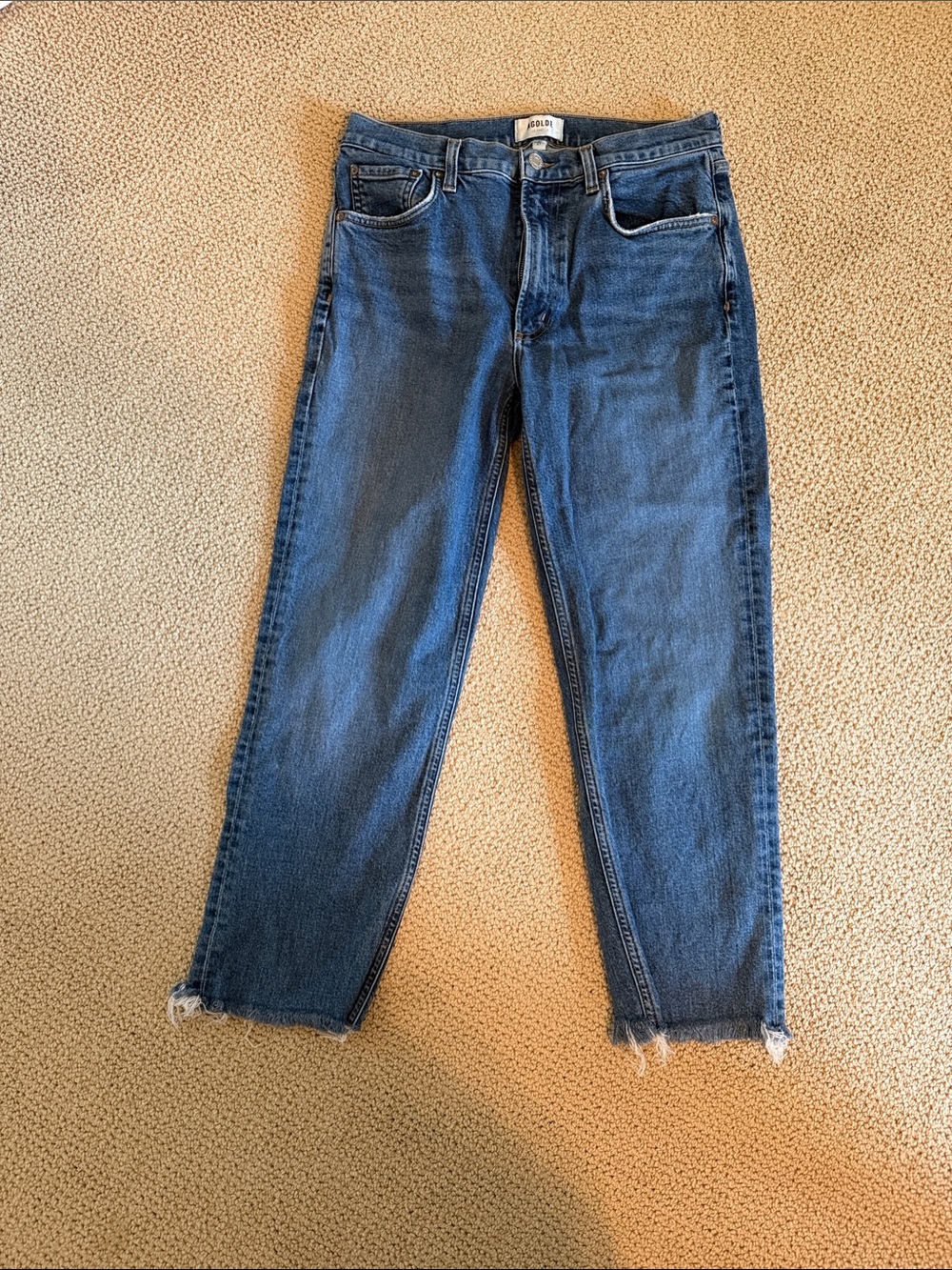 AGOLDE High-Rise Straight Crop Jeans - Blue - 27